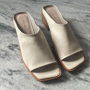 Leather neutral slide sandals, intentionally blank size 9 sandals, cream sandals